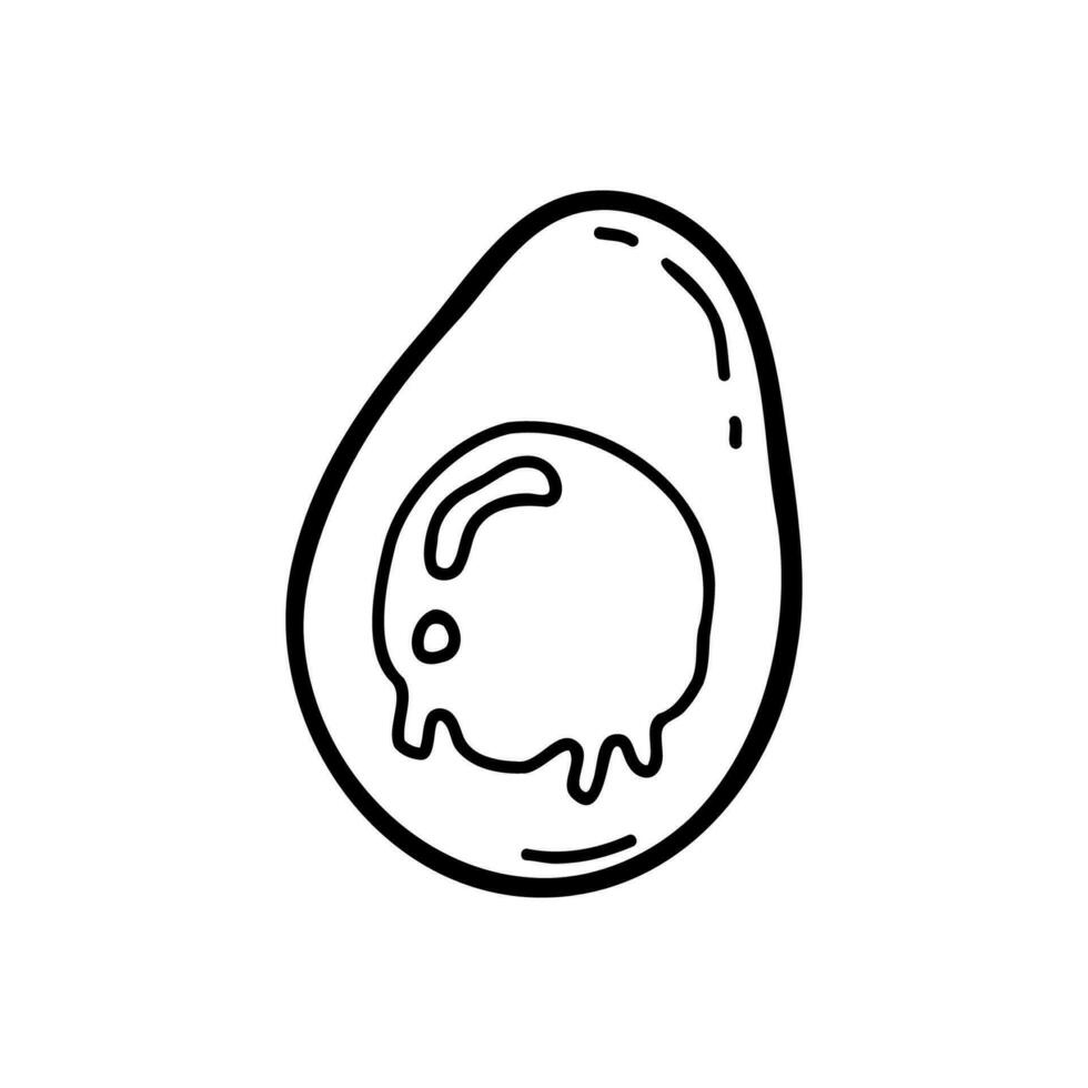 Vector half egg in doodle style.  Isolated image on a white background. Egg icon.  Suitable for menu design, websites, banners, business cards, restaurants and cafes.