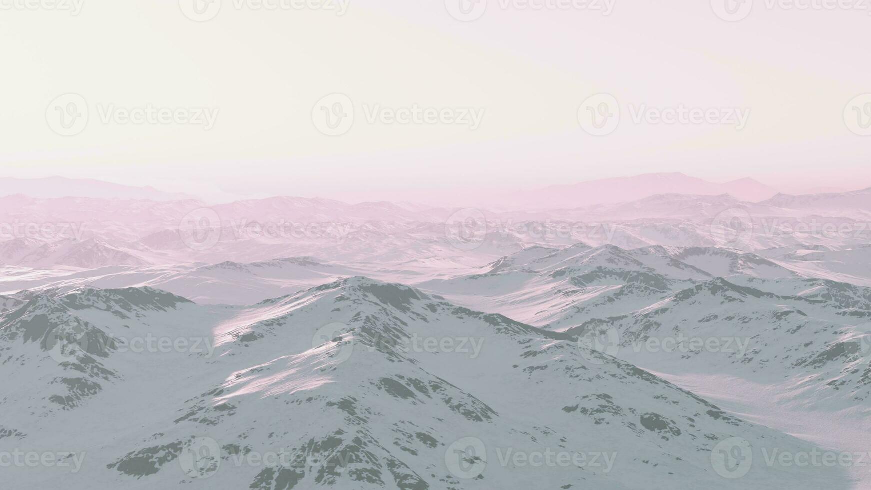 un cubierto de nieve montaña rango debajo un maravilloso rosado cielo foto