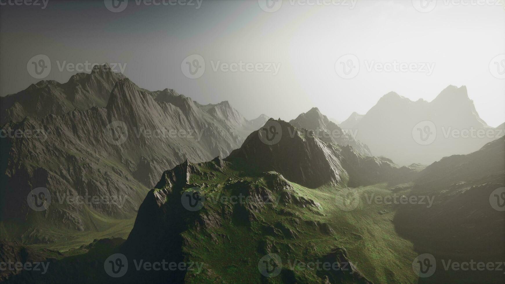 A foggy mountain range captured from above photo