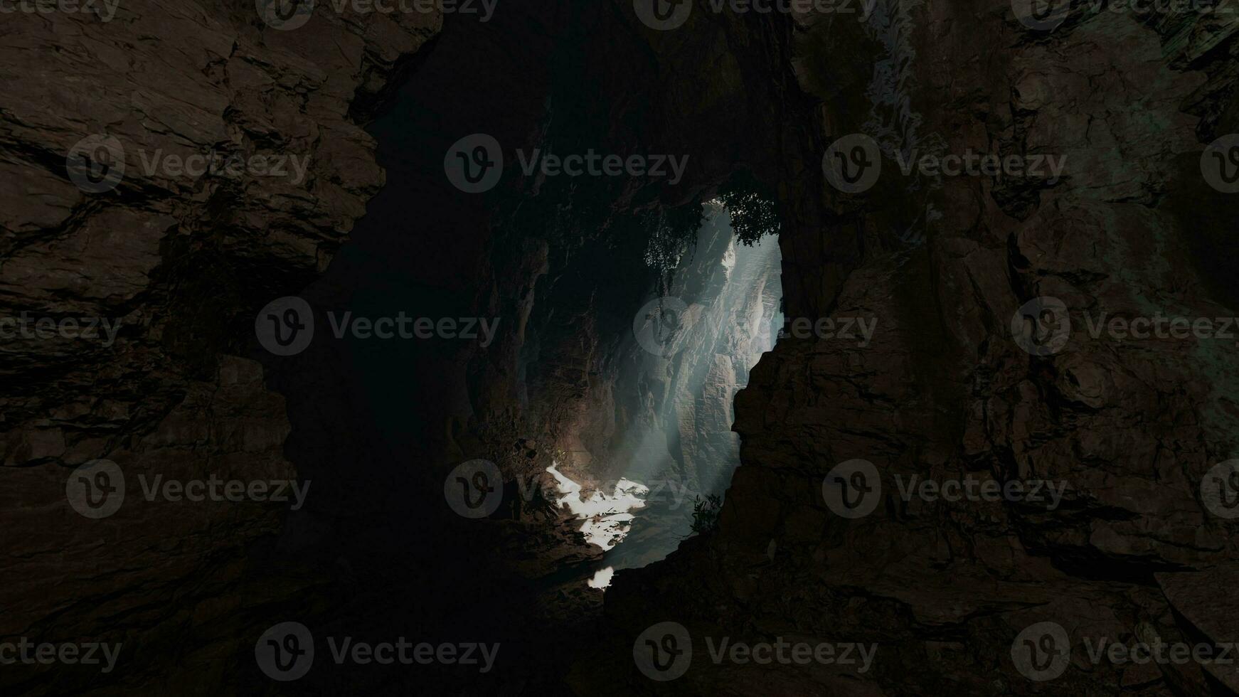 A mesmerizing cave with a captivating play of light and shadow photo