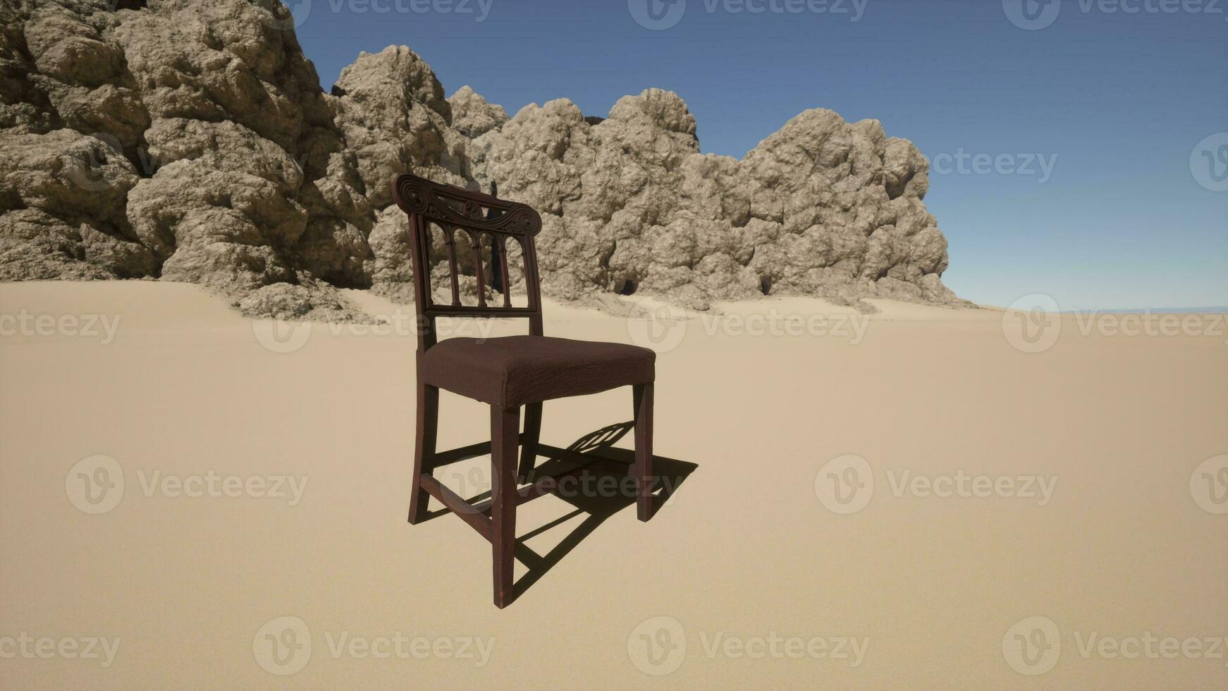 A chair sitting on top of a sandy beach photo