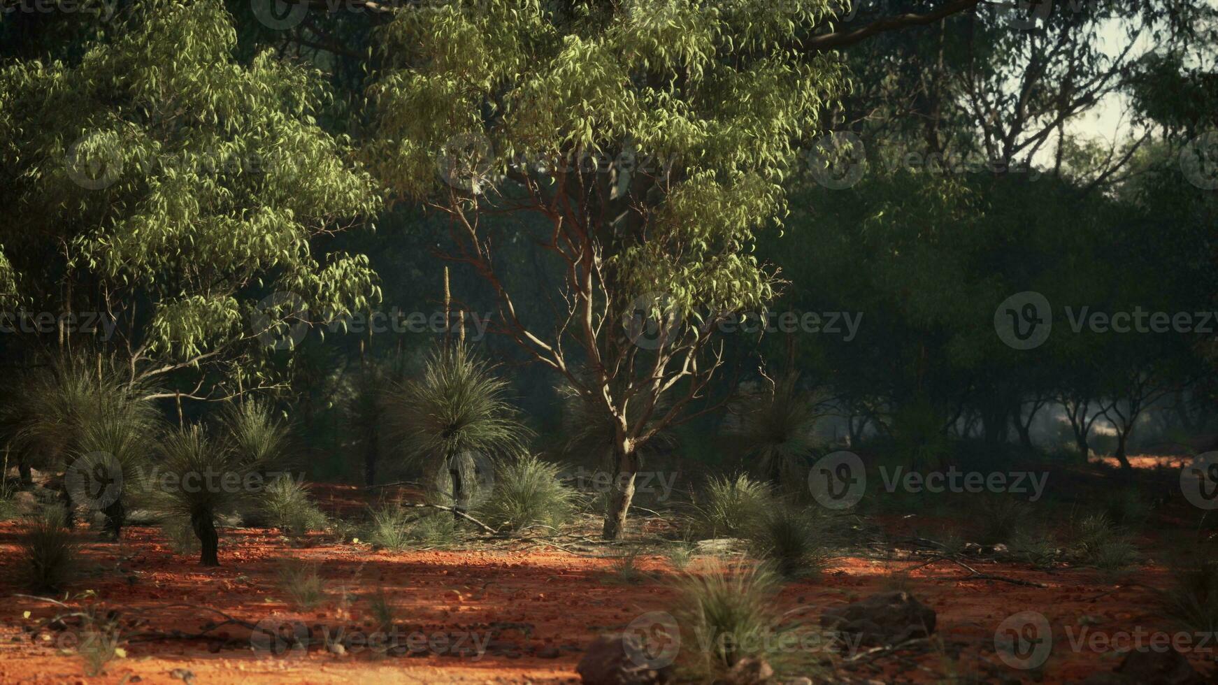 A lush and vibrant forest with a canopy of green trees photo