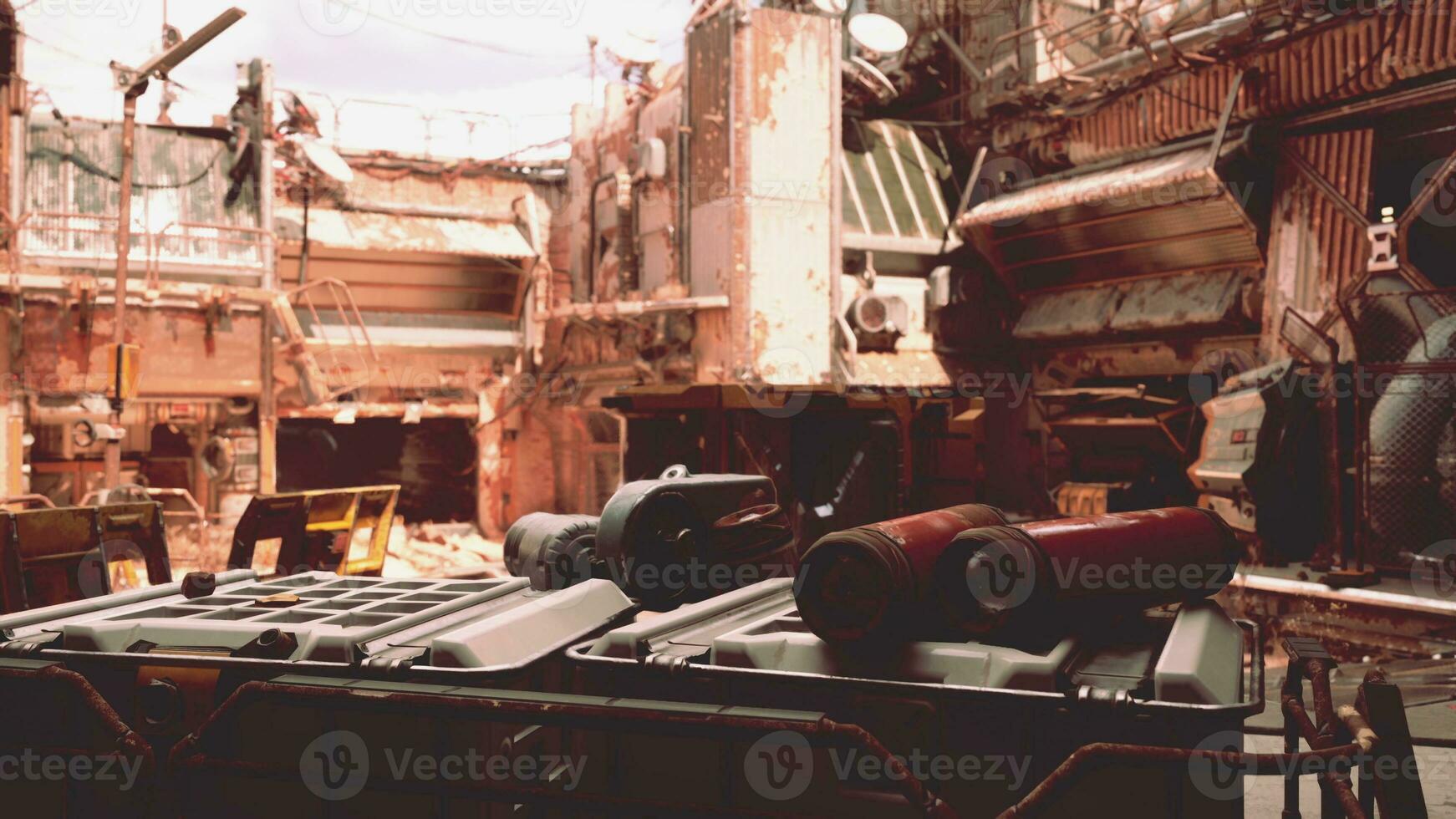 A variety of machinery and equipment in a warehouse photo