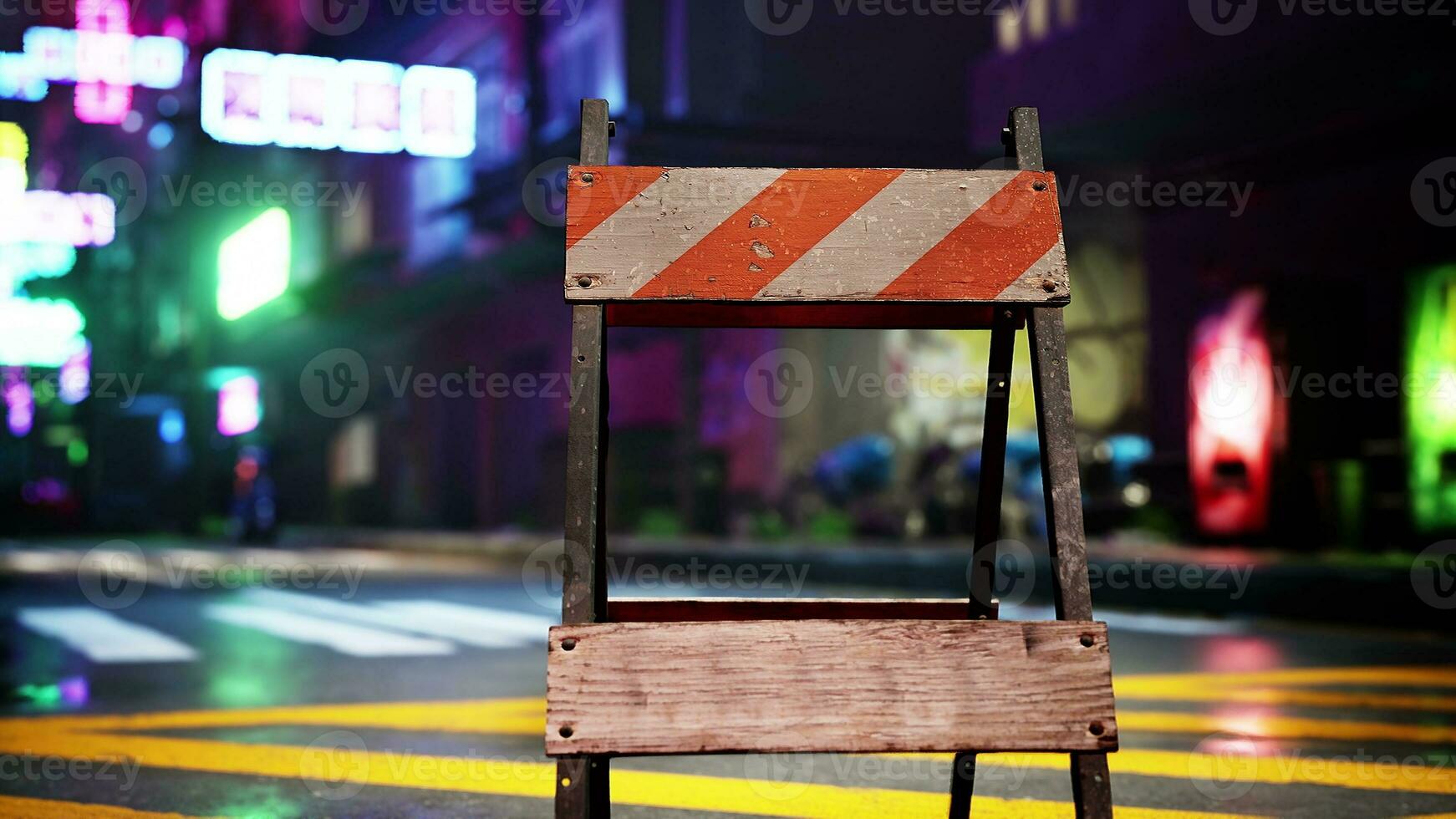 A red and white traffic sign sitting on the side of a road photo