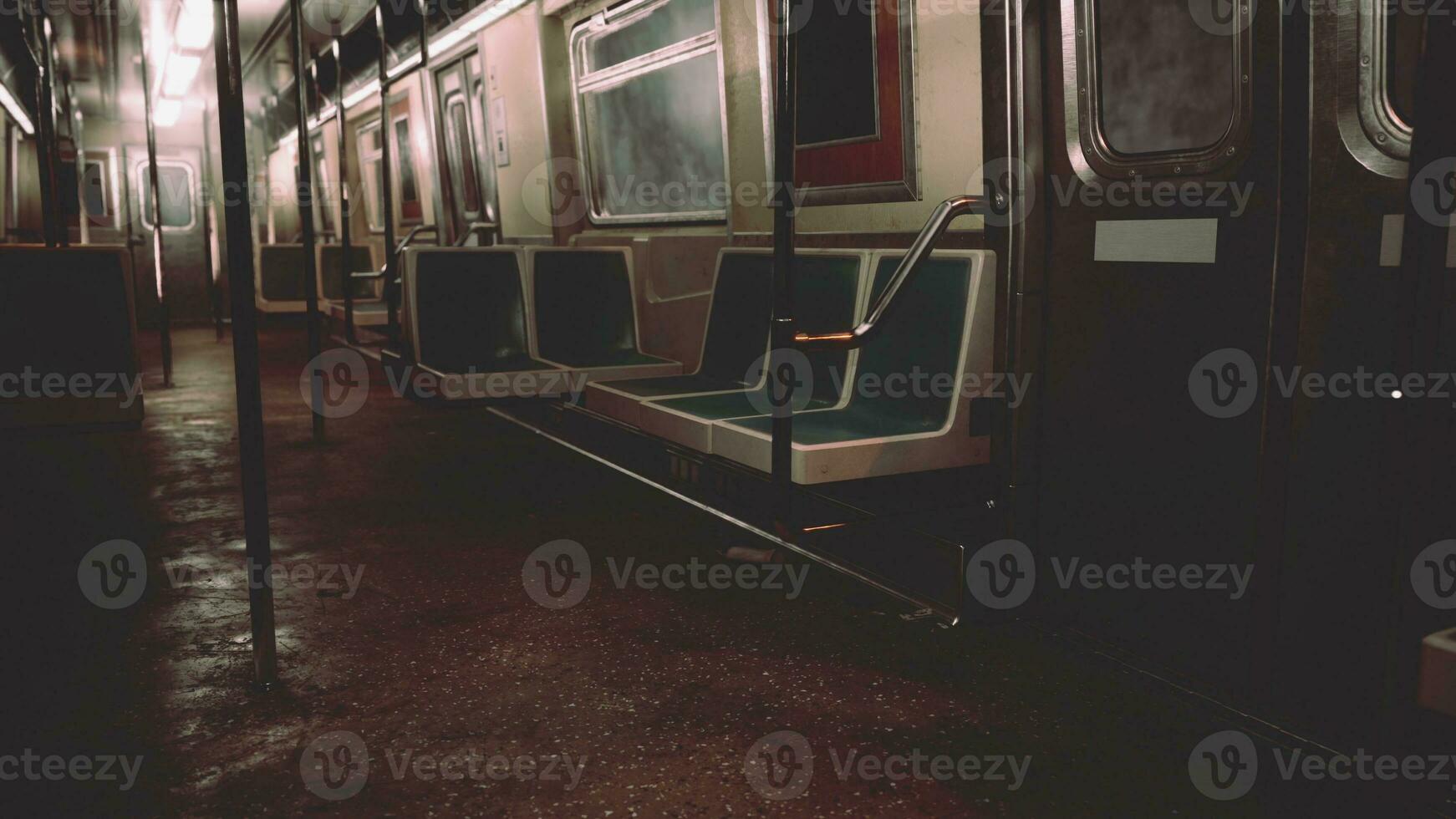 An empty train car in a metro underground station photo