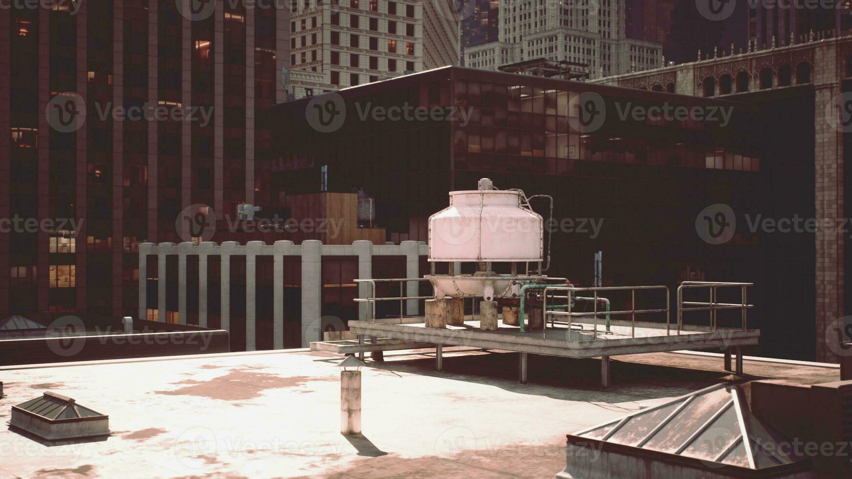 A white tank on a rooftop photo