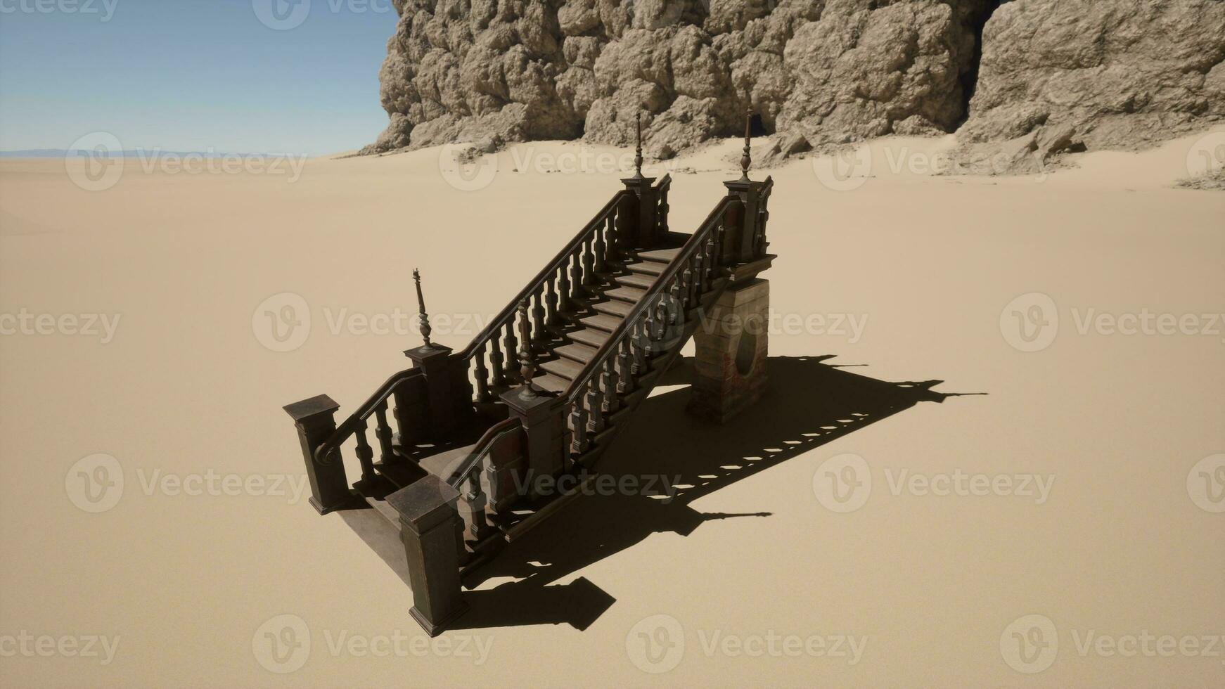 A set of stairs leading to a rock formation photo