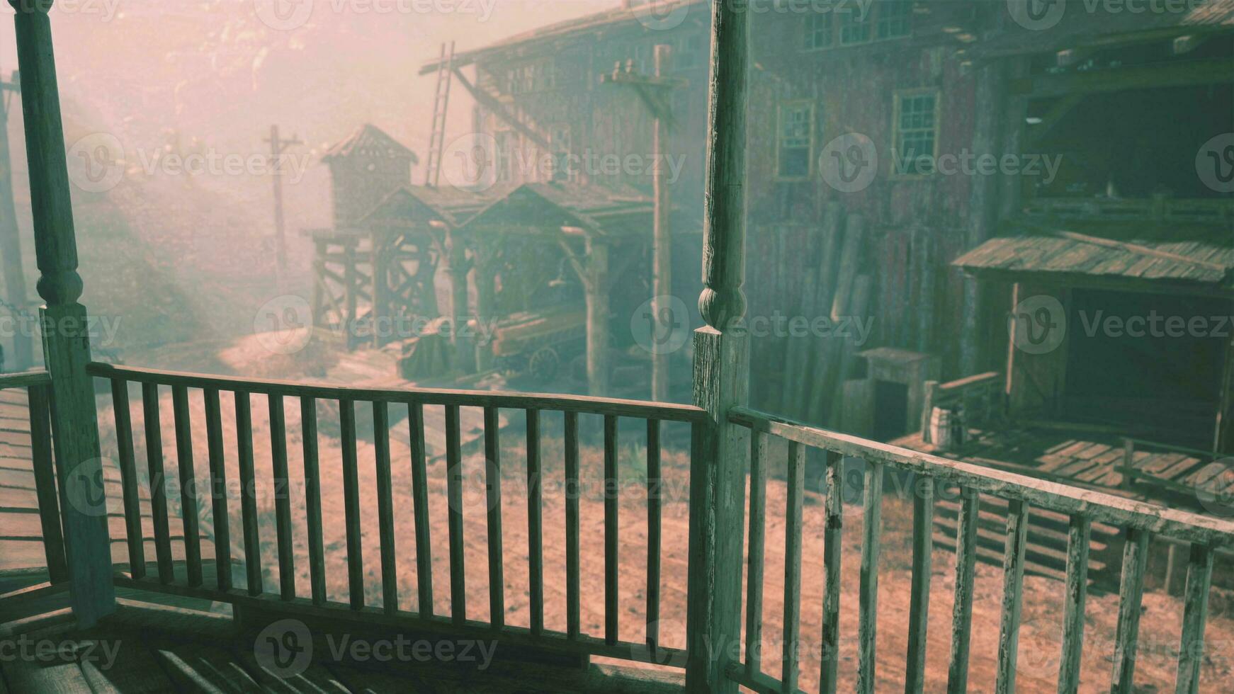 abandoned wooden deserted buildings in bodie ghost town photo