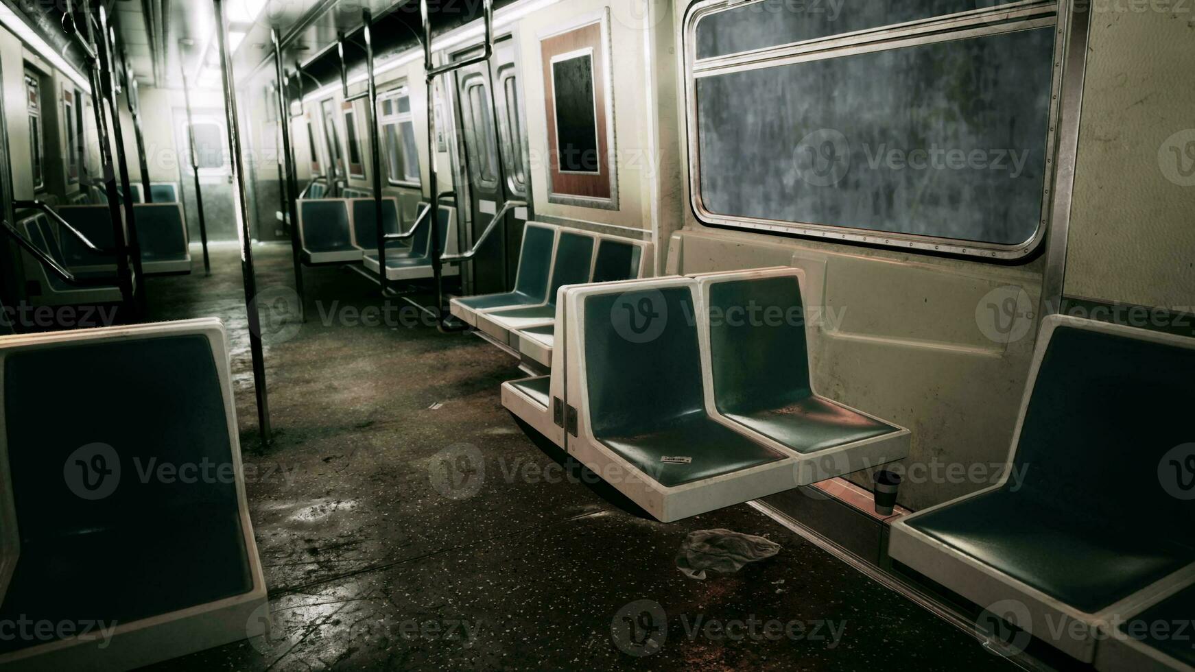 An empty train car in the metro underground photo