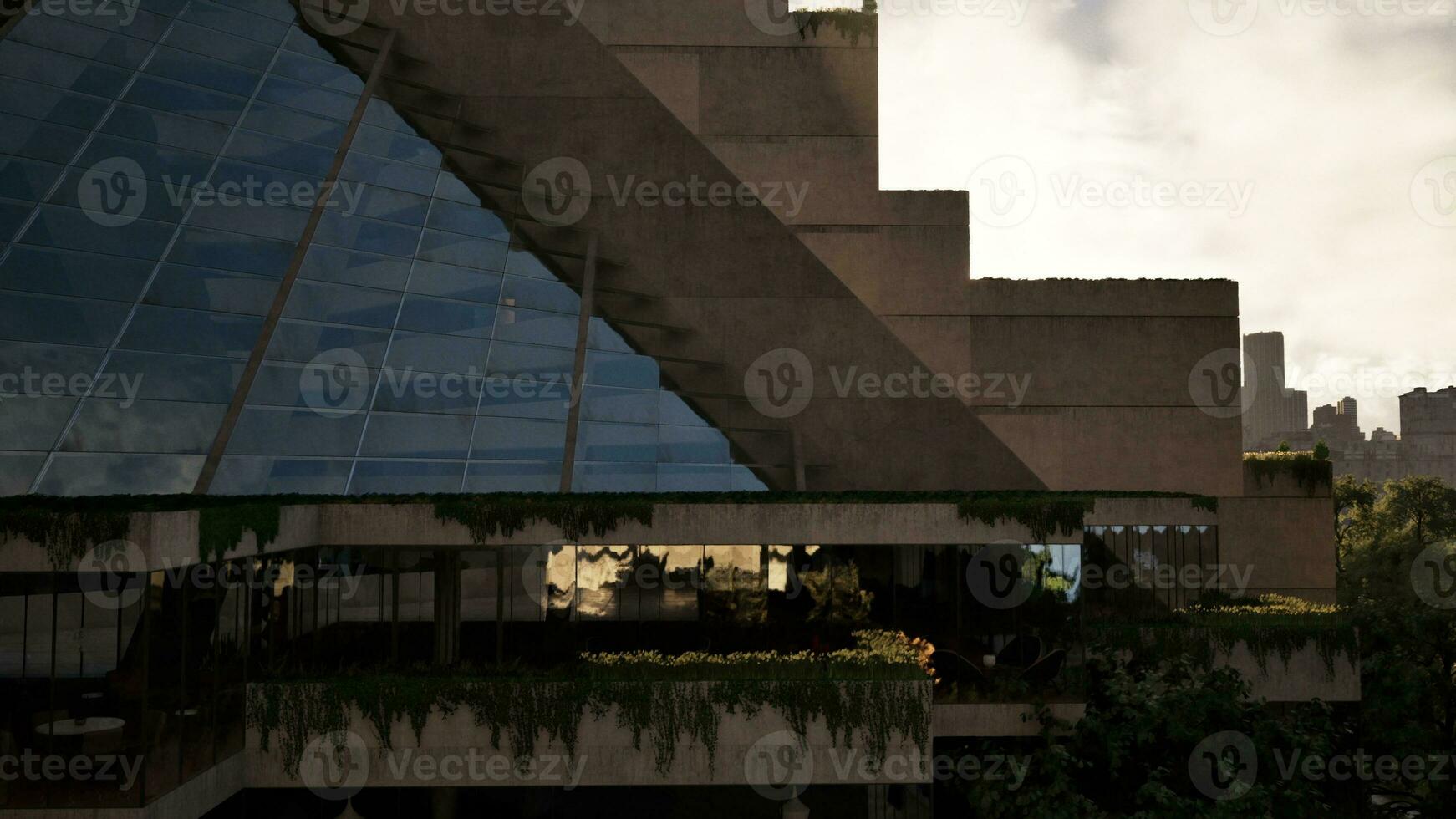 A skyscraper towering with countless windows photo