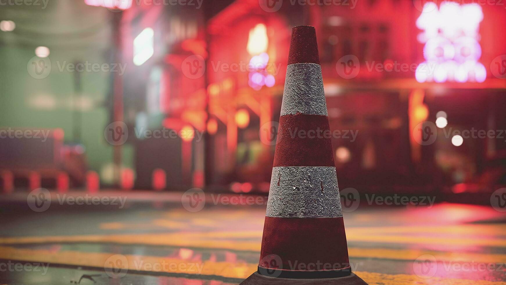 A traffic cone sitting on the side of a road photo