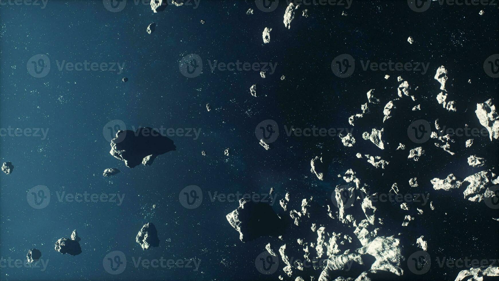 enormous cluster of hazardous space debris in a cosmic fog photo