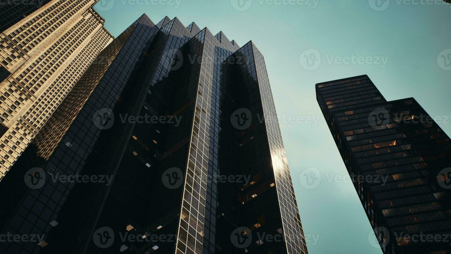 A skyscraper-filled cityscape from a unique angle photo