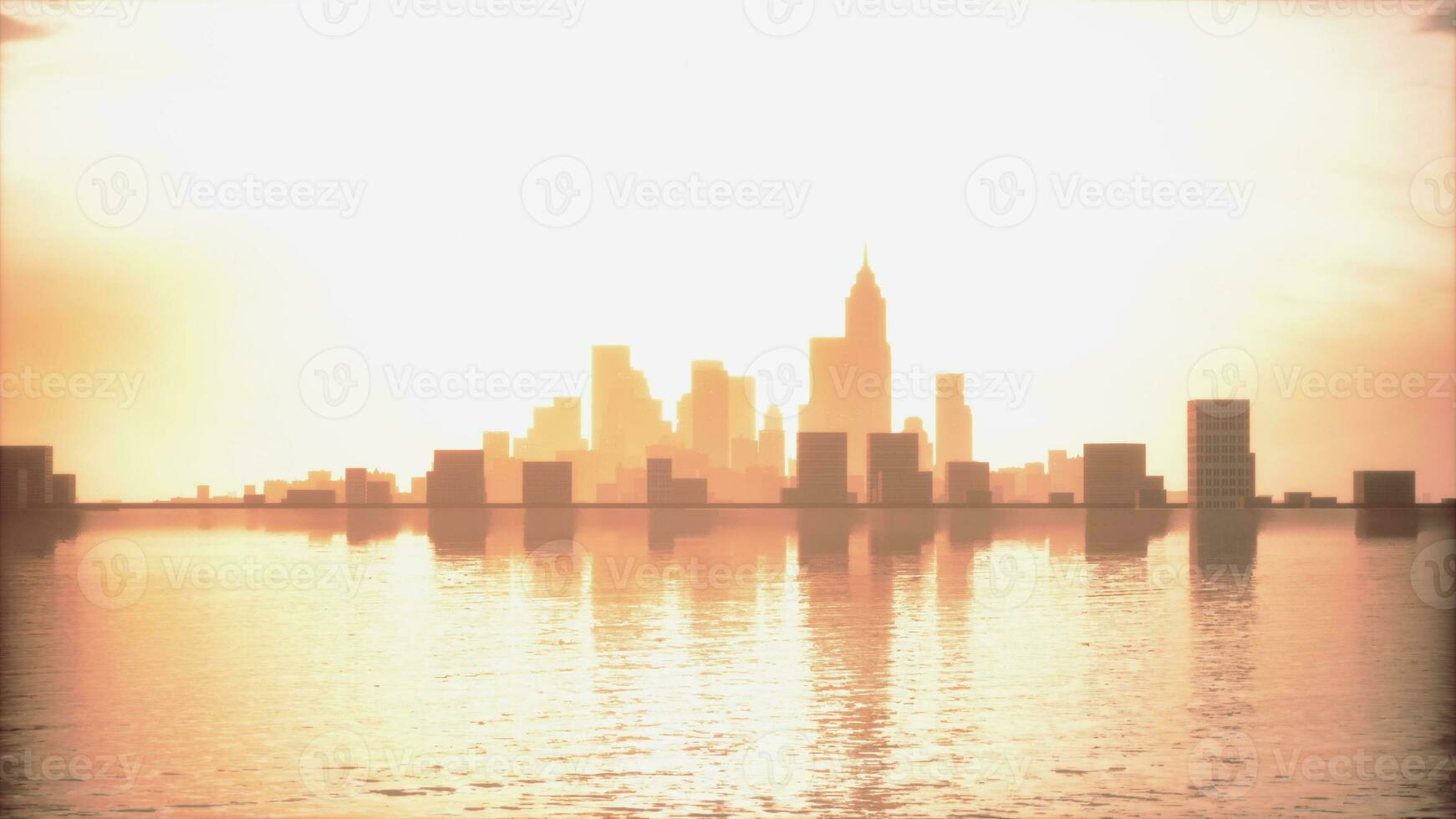 Smog lies over the skyline of Historical architecture and modern skyscrapers photo