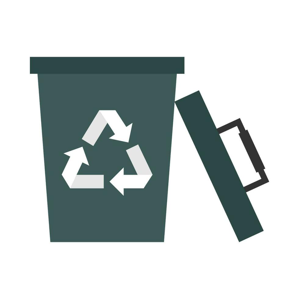 Flat illustration of trash can vector