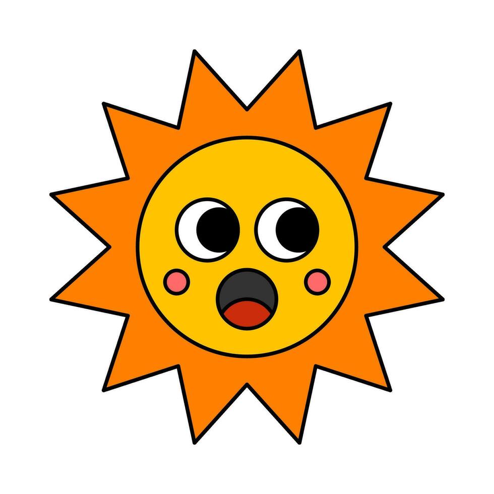 Retro style sun cartoon flat illustration vector