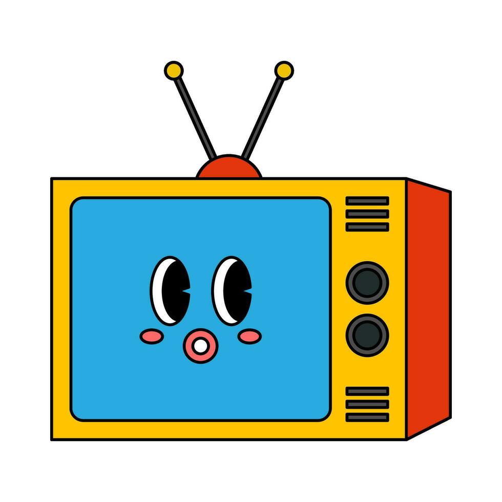 retro estilo televisión dibujos animados plano ilustración vector