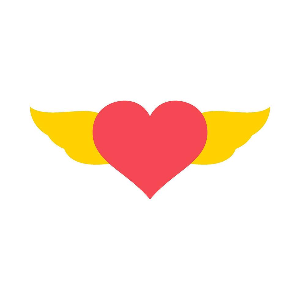 con alas corazón plano ilustración vector