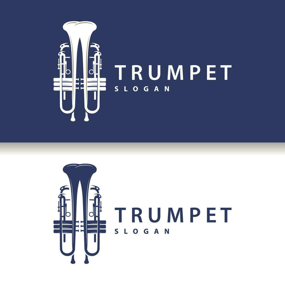 sencillo marca silueta diseño latón musical instrumento trompeta, clásico jazz trompeta logo vector