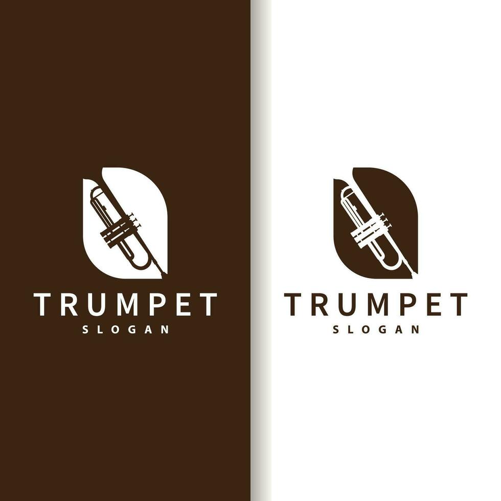 sencillo marca silueta diseño latón musical instrumento trompeta, clásico jazz trompeta logo vector