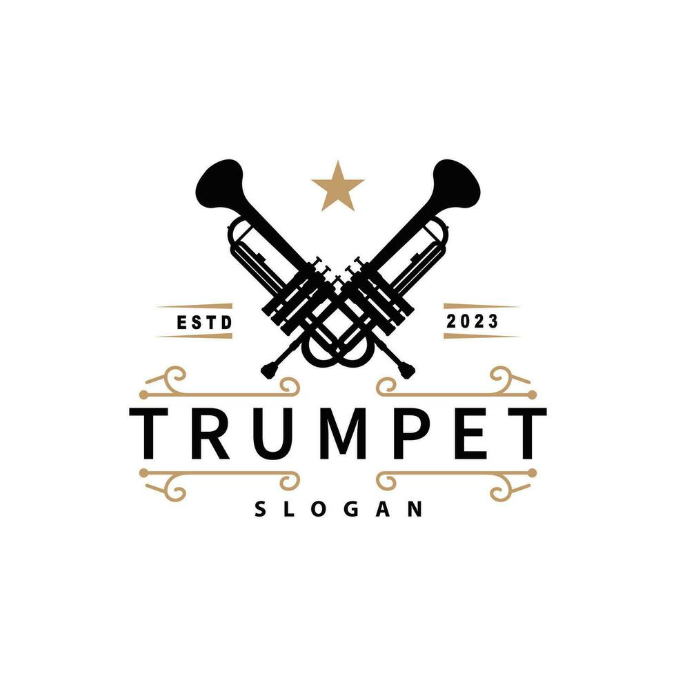 sencillo marca silueta diseño latón musical instrumento trompeta, clásico jazz trompeta logo vector