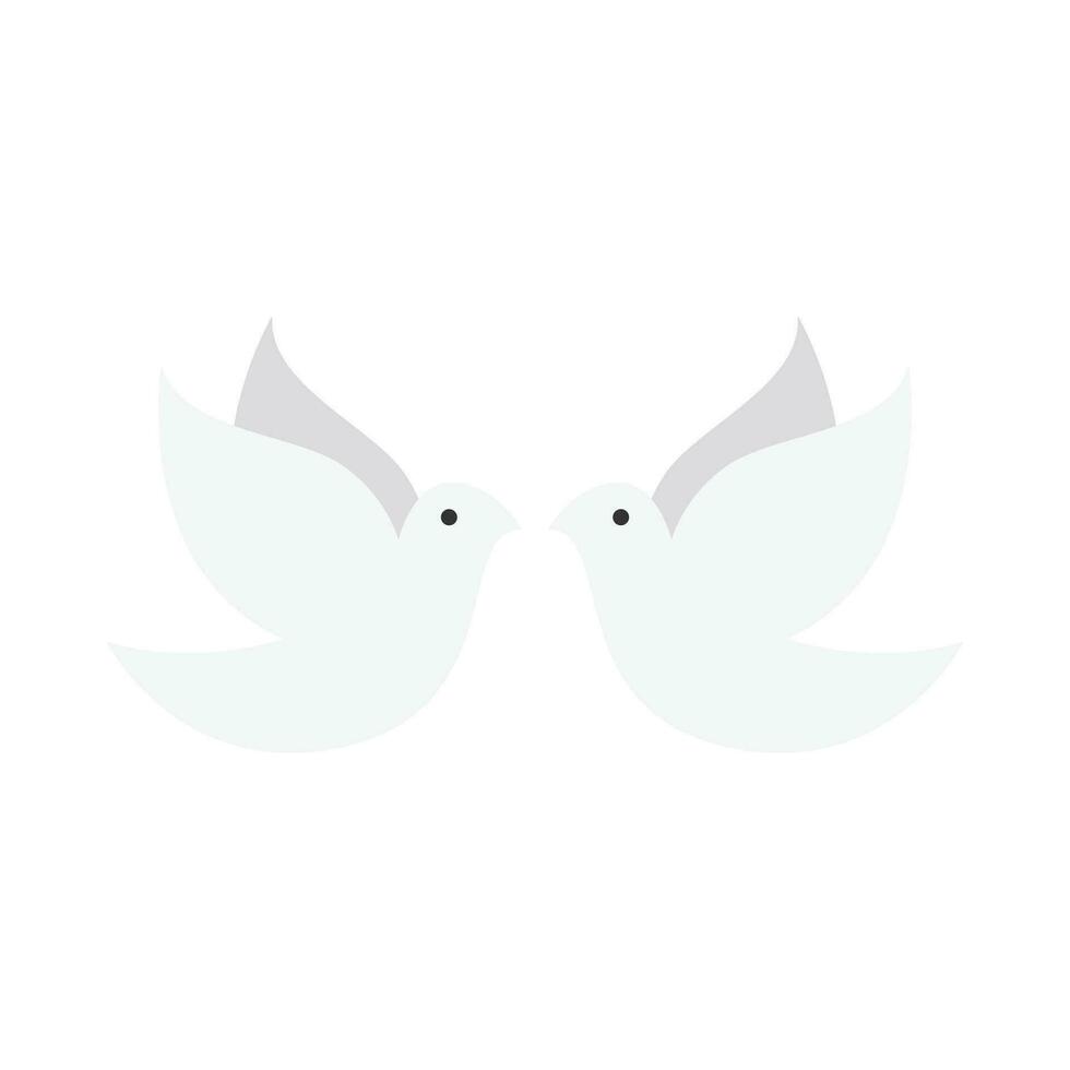 Pair of white doves flat illustration vector