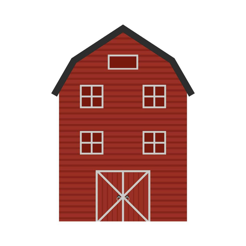 Red barn farm flat illustration vector