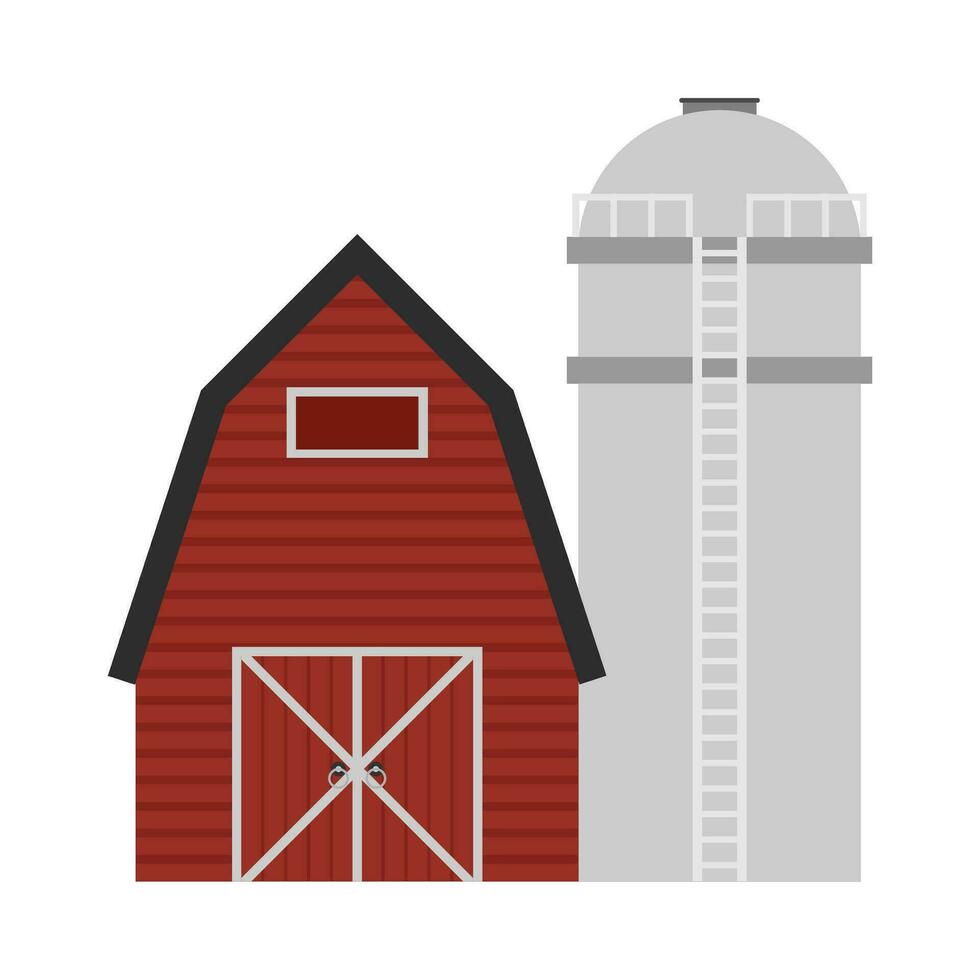 Red barn farm flat illustration vector