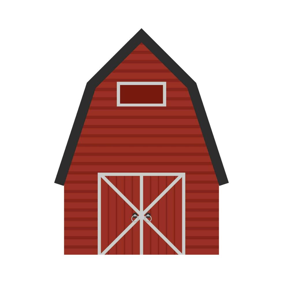 Red barn farm flat illustration vector
