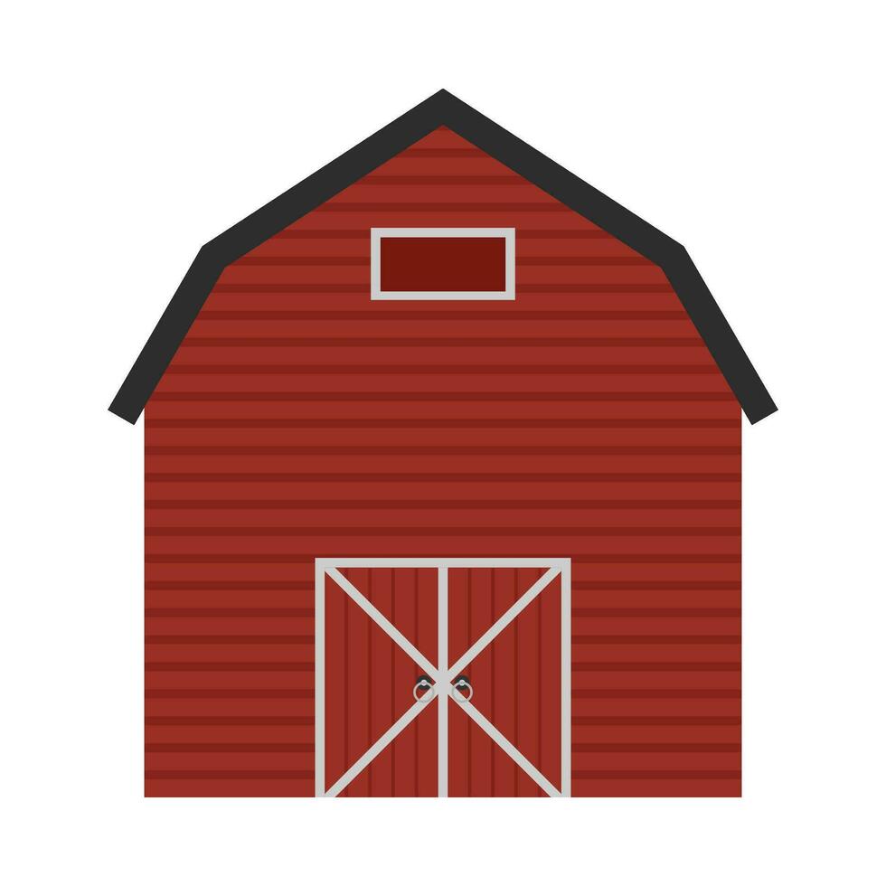 Red barn farm flat illustration vector