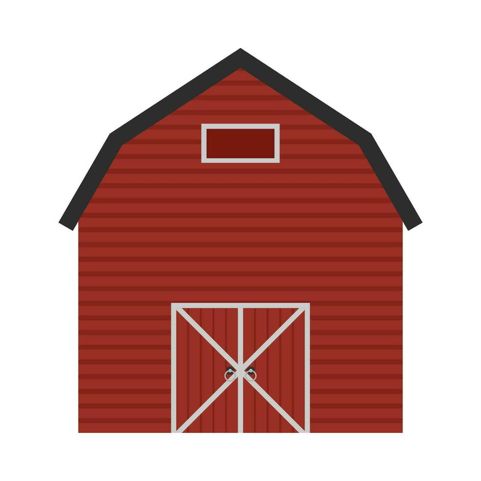 Red barn farm flat illustration vector