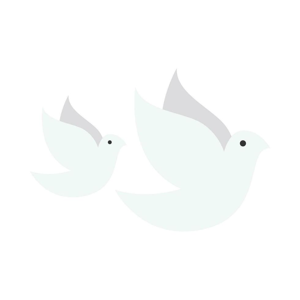 Pair of white doves flat illustration vector