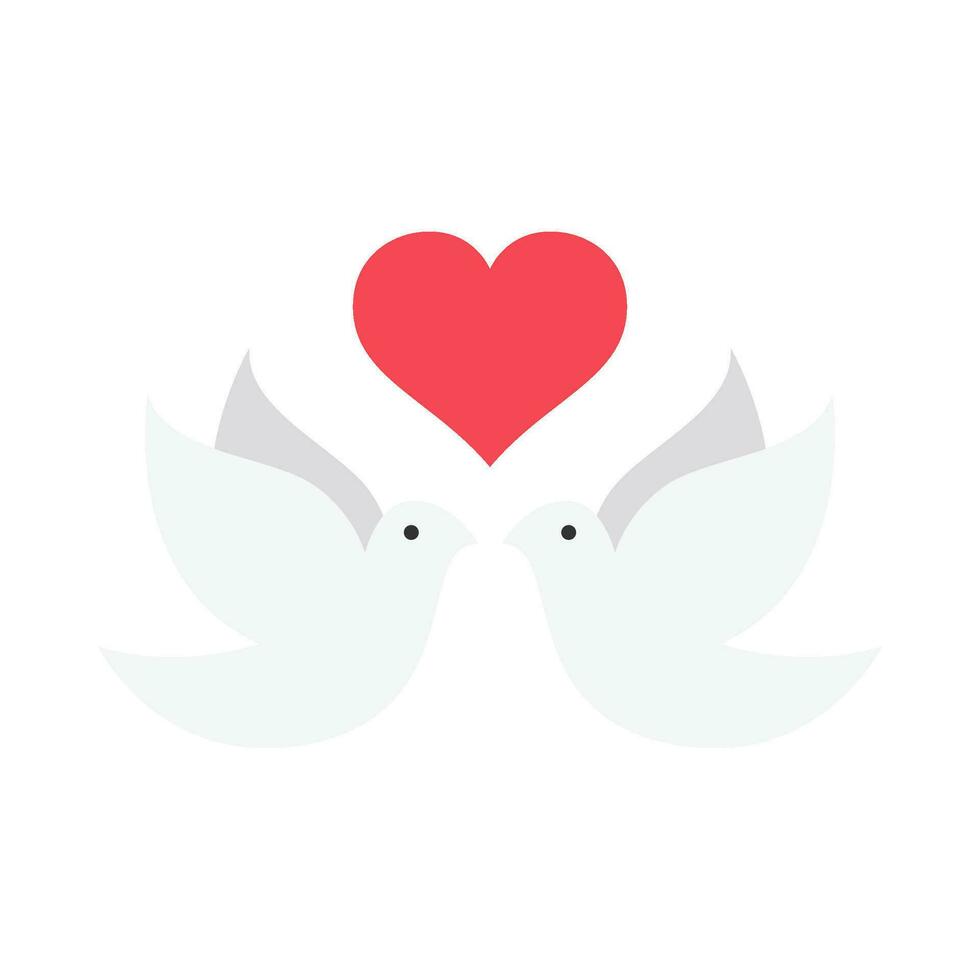 Pair of white doves flat illustration vector