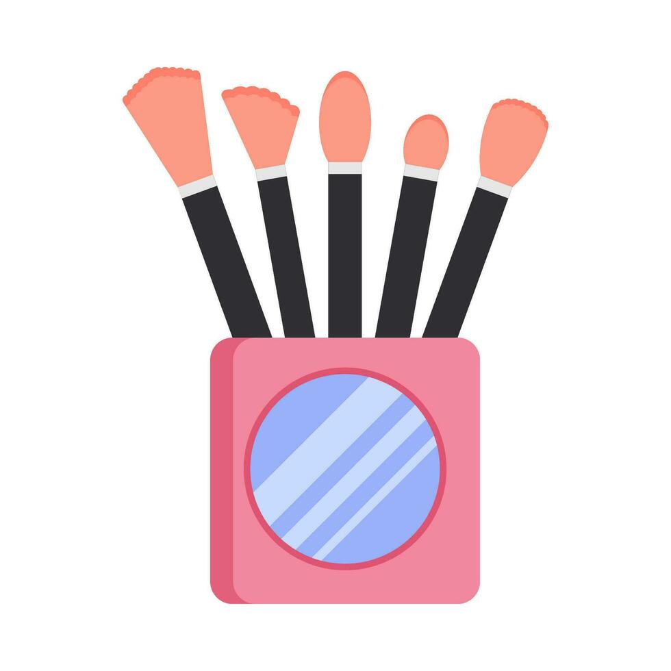 Beauty care powder brush flat illustration vector