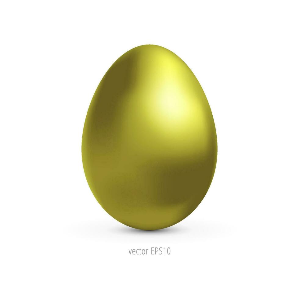 Realistic golden egg isolated on white background. Happy Easter day. Vector illustration