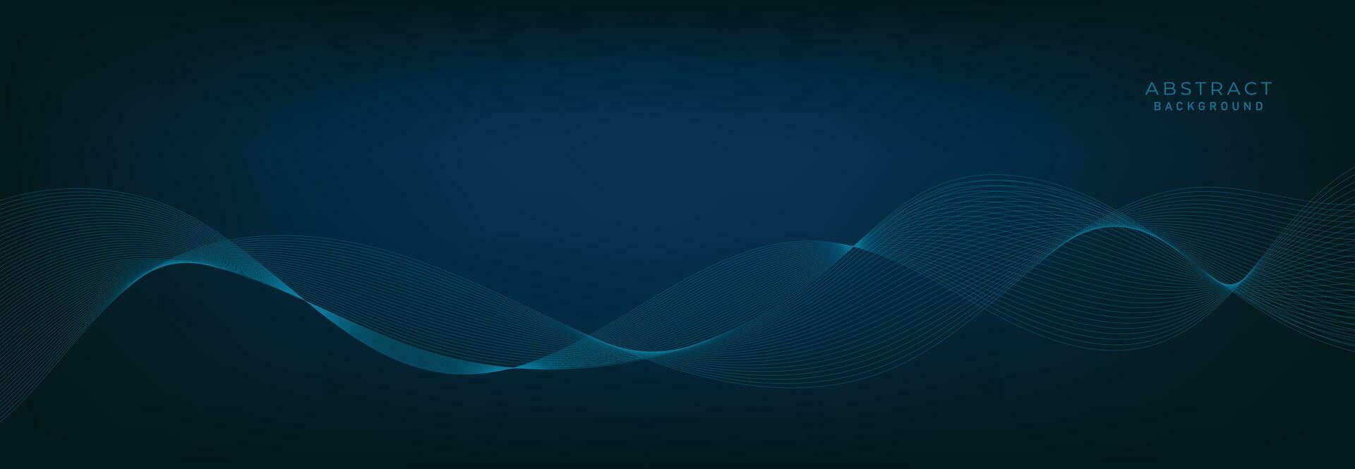 Blue background with flowing wave lines. Futuristic technology concept. Vector illustration