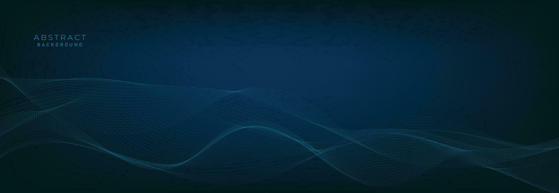 Blue background with flowing wave lines. Futuristic technology concept. Vector illustration