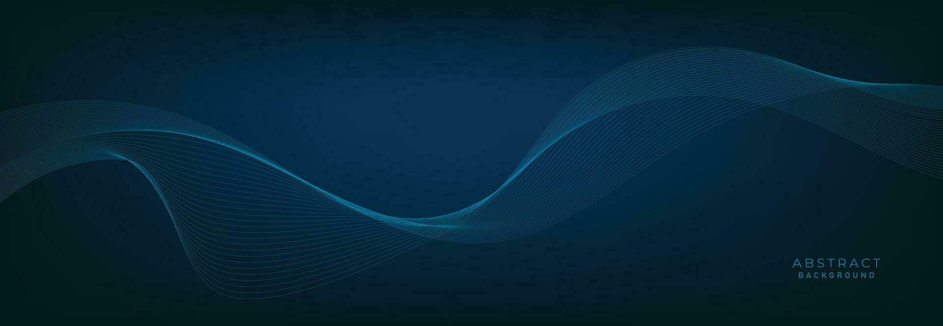 Blue background with flowing wave lines. Futuristic technology concept. Vector illustration