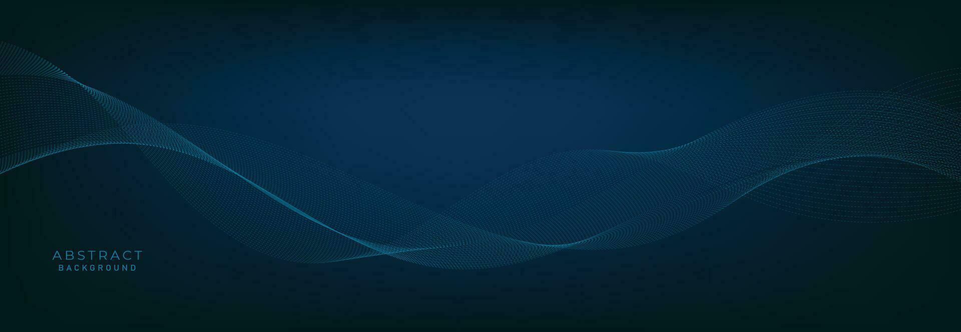 Blue background with flowing wave lines. Futuristic technology concept. Vector illustration