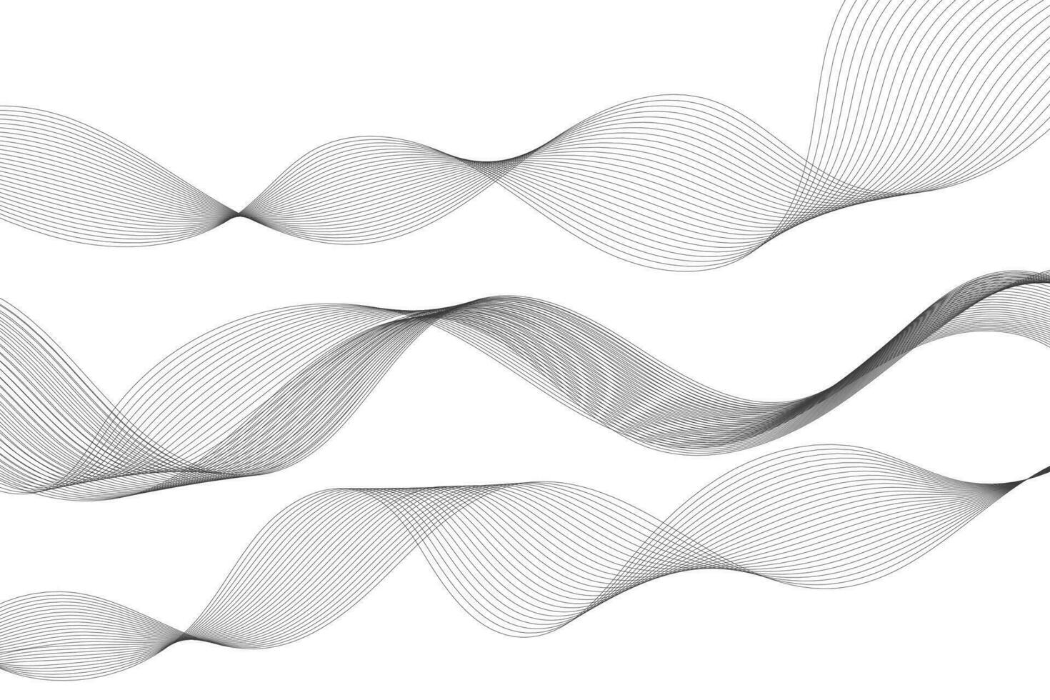 Vector abstract background with dynamic grey waves, lines and particles.