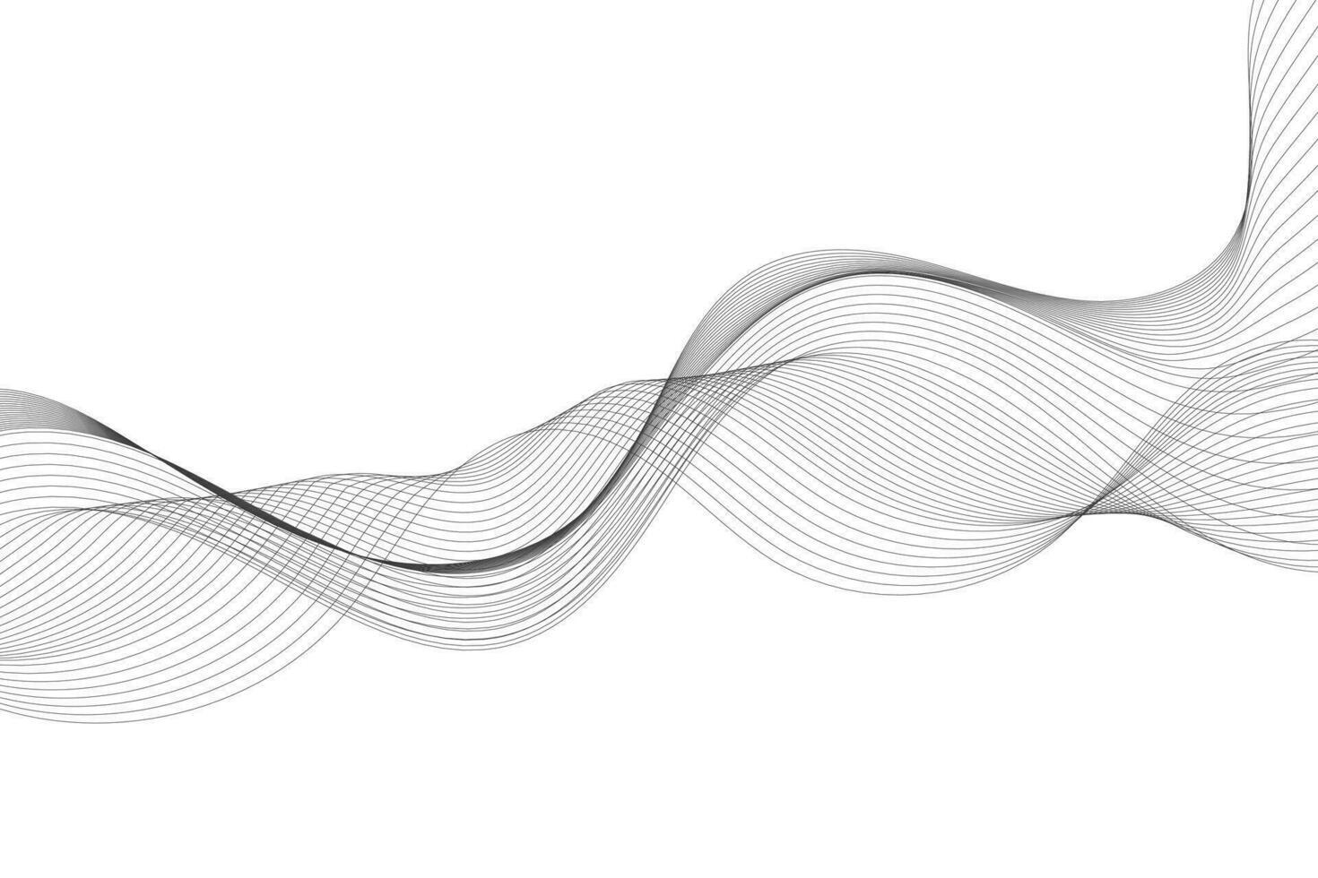 Vector abstract background with dynamic grey waves, lines and particles.
