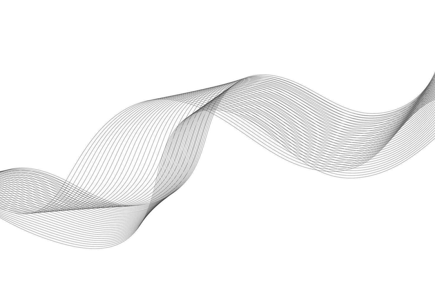 Vector abstract background with dynamic grey waves, lines and particles.