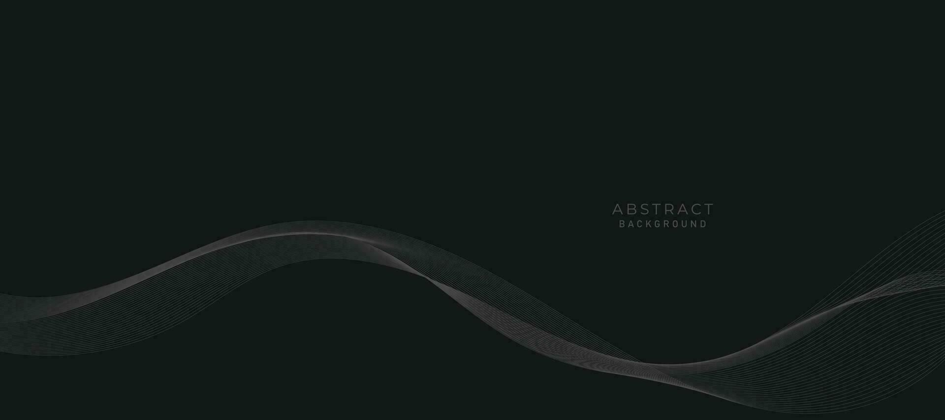 Abstract vector black background with grey wavy lines.