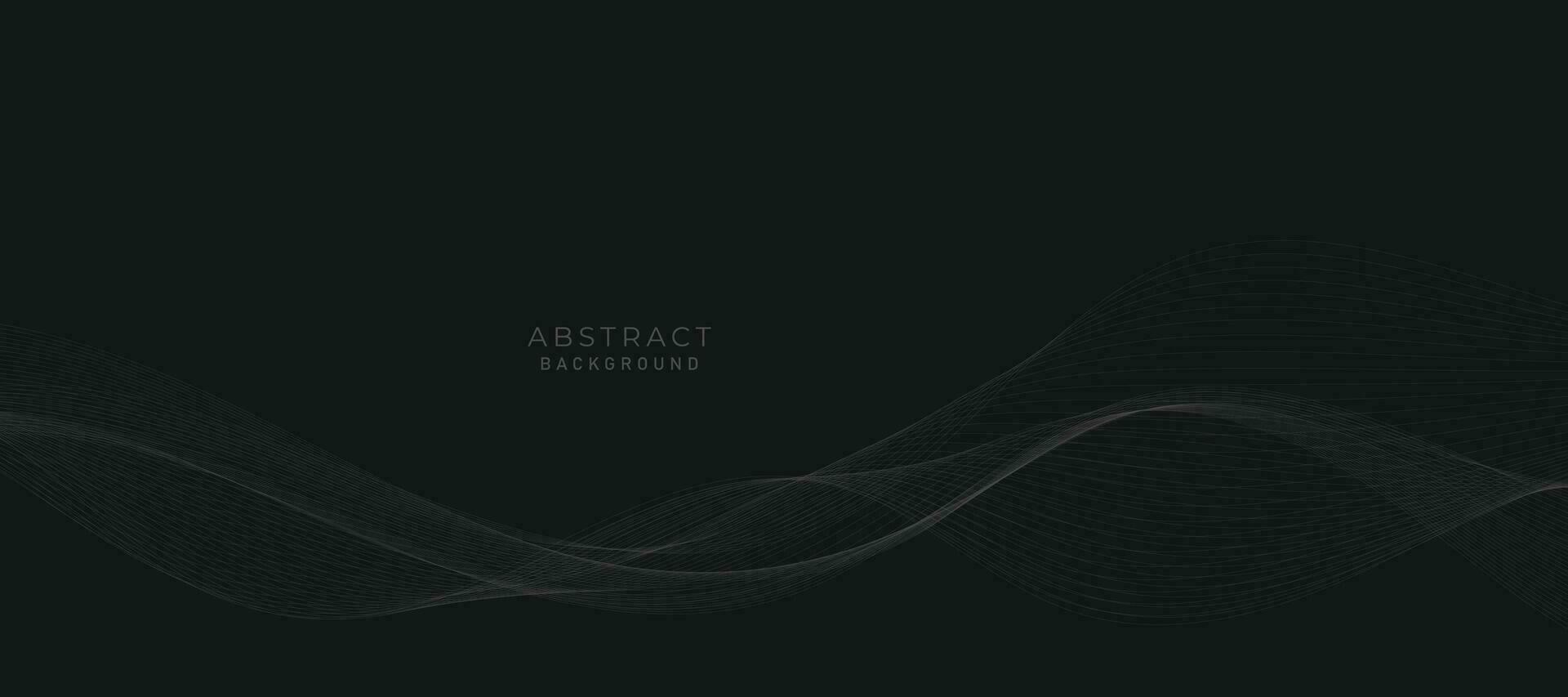 Abstract vector black background with grey wavy lines.