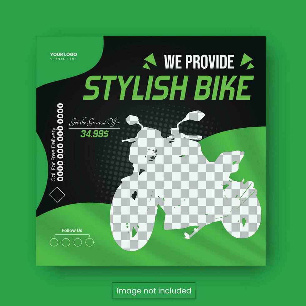 Modern corporate stylish bike social media post design template. vector