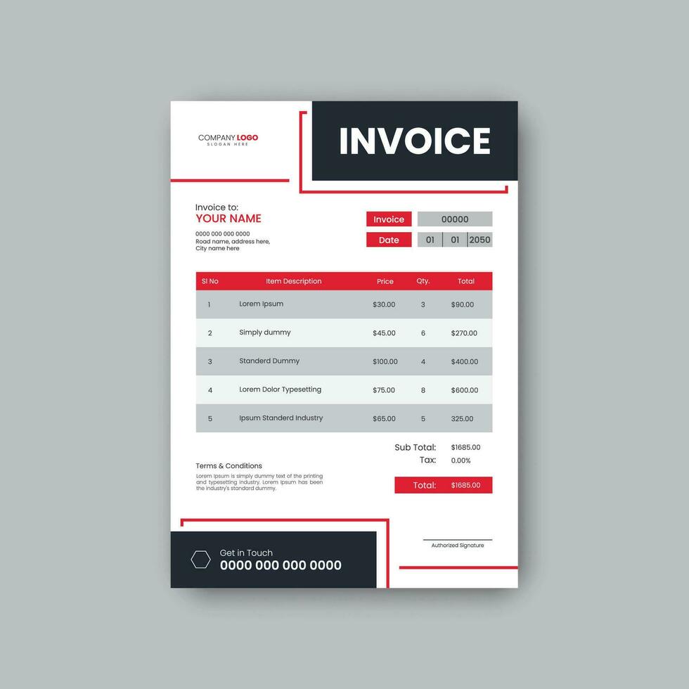 Modern minimalist invoice design template pro vector. vector