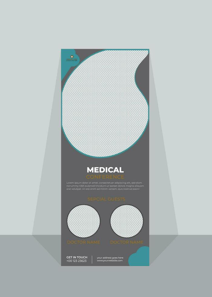 médico rodar arriba bandera diseño. vector