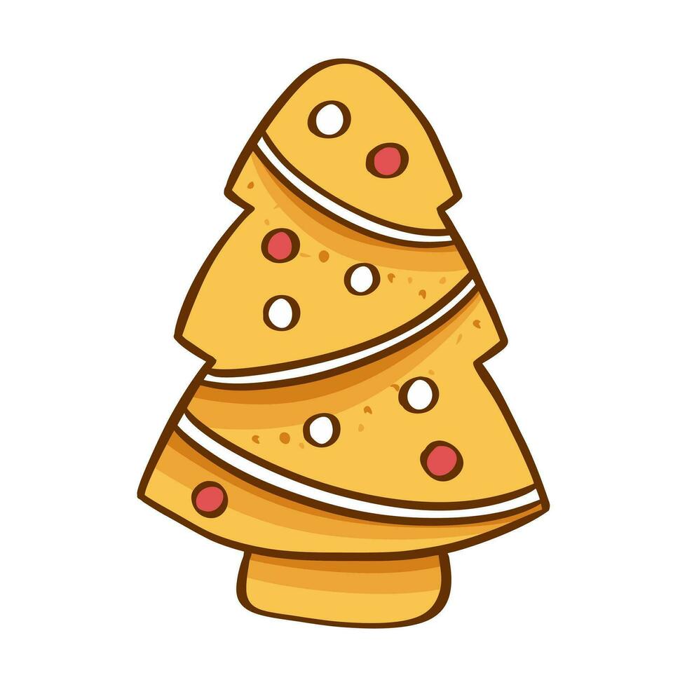 Gingerbread cookies Christmas tree. Vector illustration on a white background