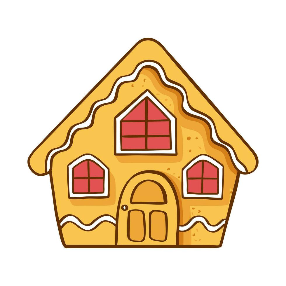 Gingerbread cookies Christmas house. Vector illustration on a white background