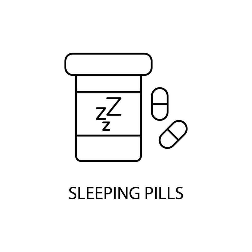 Sleeping pills concept line icon. Simple element illustration. Sleeping pills concept outline symbol design. vector